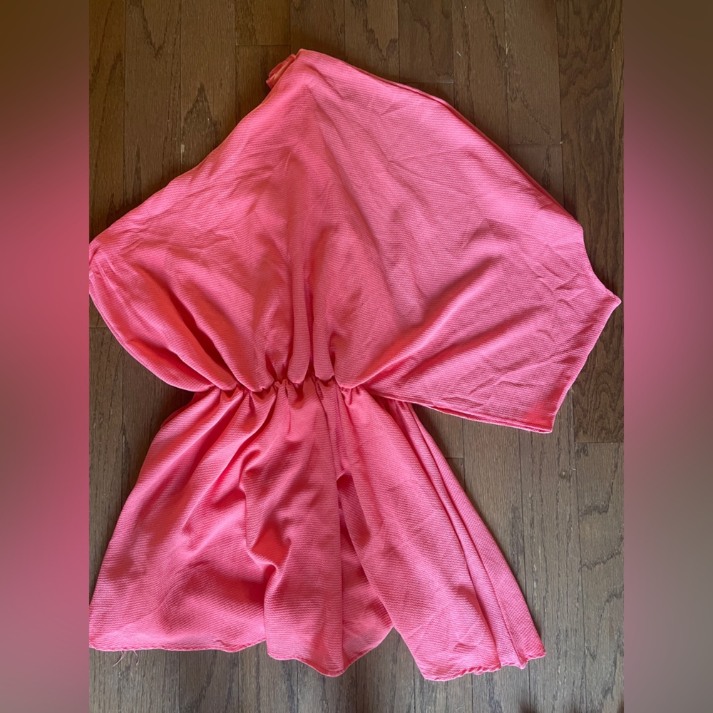 Elegant One Shoulder Pink Dress